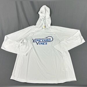 Vineyard Vines Hoodie Fish Hook Performance Medium White Polyester Spandex